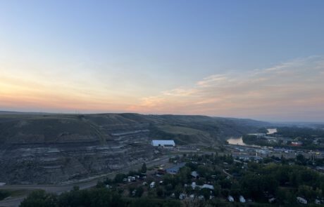 Sunrise with view over Drumheller.